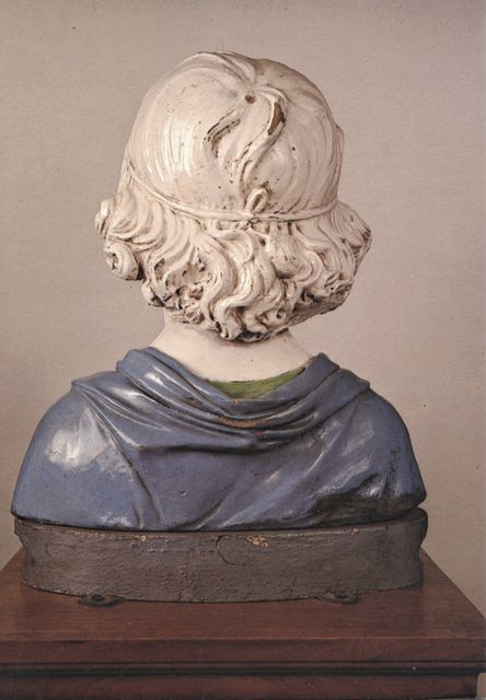 Anonimo — Della Robbia Andrea - bottega - sec. XV - Busto di bambino — insieme, retro